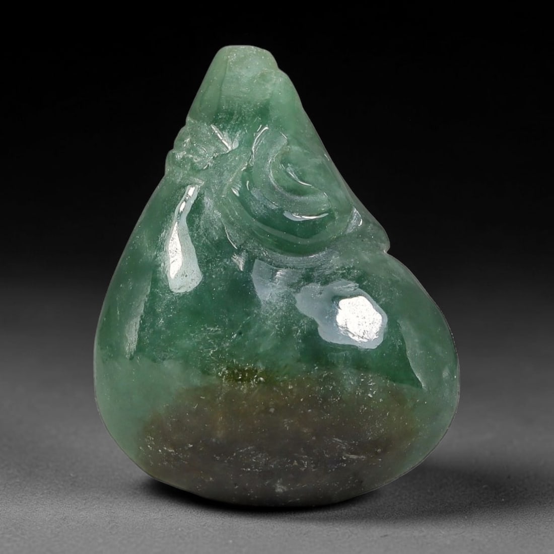 Natural Burmese Type A Jadeite Jade Hand Carved Pendant, 28BS: Artisan hand-carved untreated Burmese Type A jadeite jade pendant measuring 23x18 mm. Carefully sculpted with detailed relief craftsmanship and finished with a smooth glossy polish. Authentic Type A j