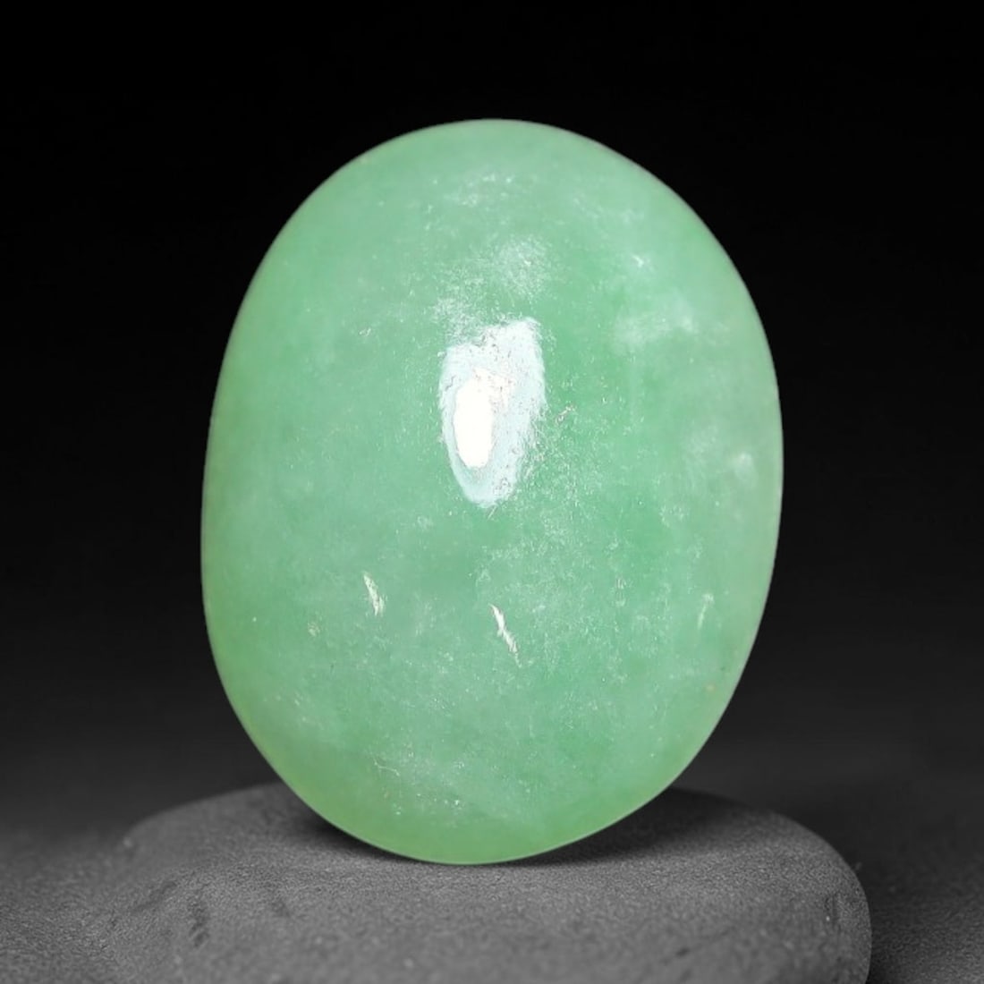 2.61ct Natural Burmese Type A Apple Green Jadeite Jade Cabochon Loose Gemstone, 3BV: This single loose natural Burmese Type A apple green jadeite jade cabochon, completely untreated, free of artificial dye, bleaching, or resin filling, preserving the original natural mineral crystal s