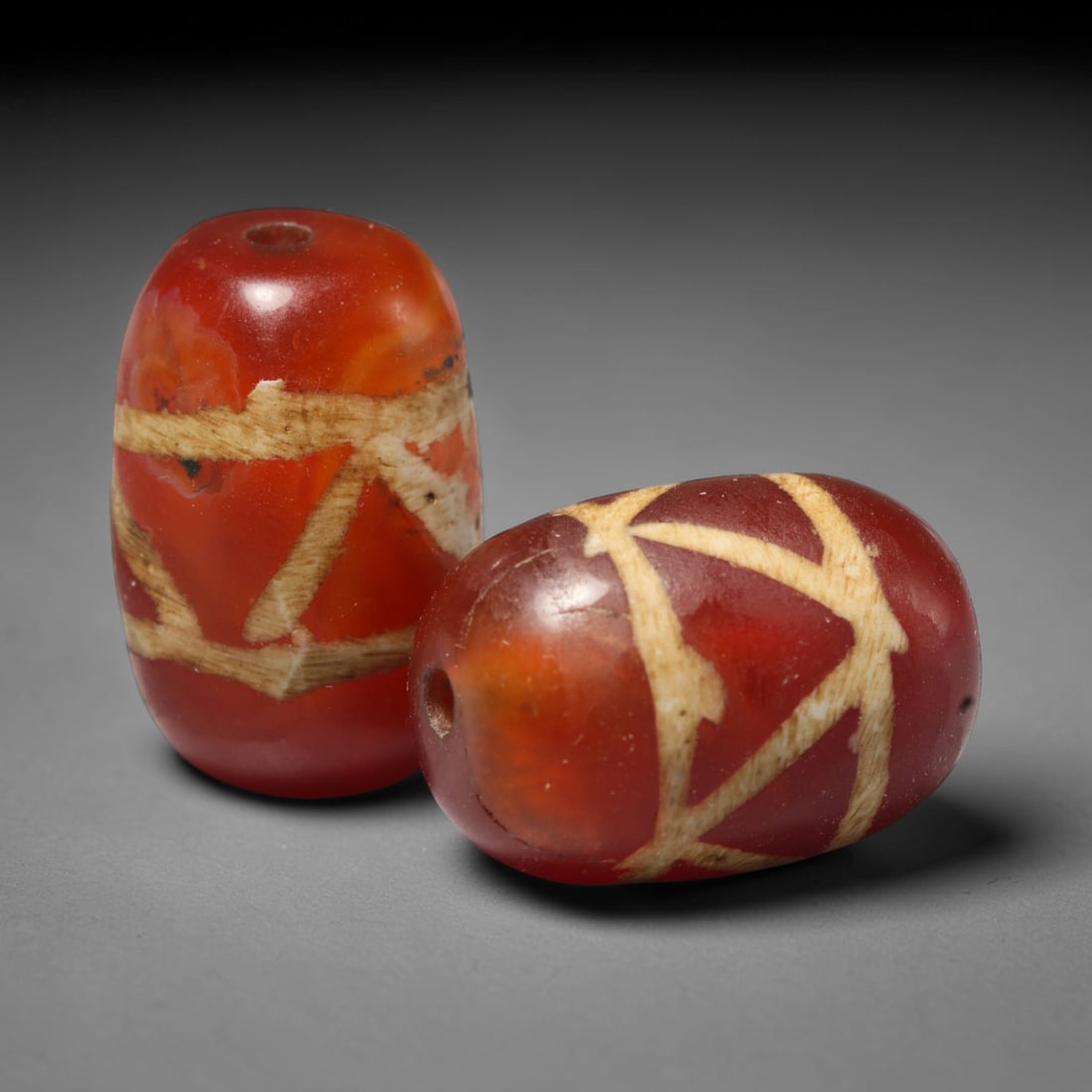 Ancient Medieval Burmese Pagan & Ava Kingdoms Etched Carnelian Barrel Beads (849-1555 CE), 41FY (1 of 1)