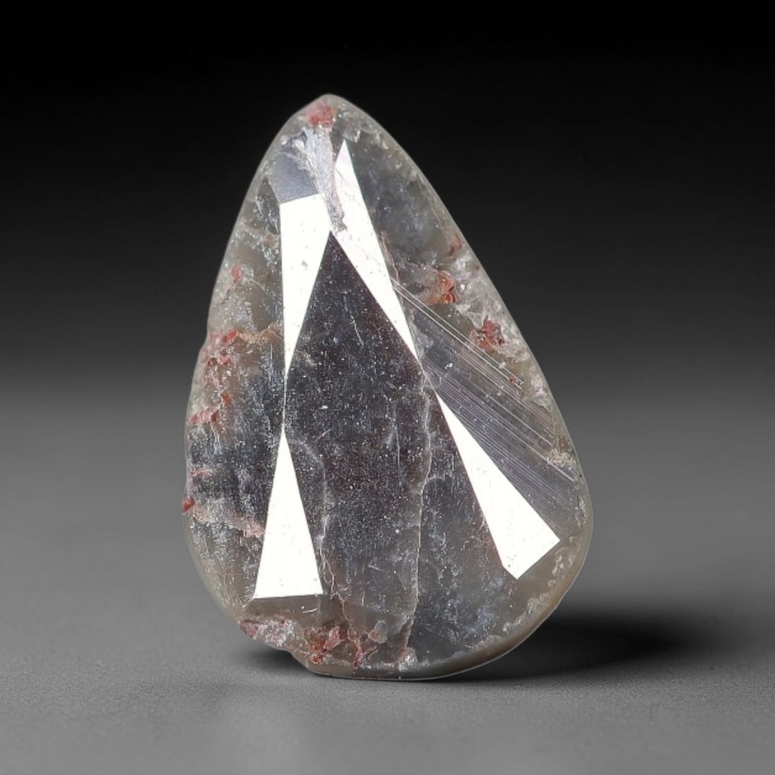 0.45ct Natural Fancy Diamond Slice, Hand Rose Cut with Pictorial Inclusions Loose Gemstone, 41BG: This unique natural diamond slice features a delicate hand-executed rose cut surface, showcasing captivating pictorial mineral inclusions trapped within the diamond matrix. Measuring 8.7x5.9x0.8mm, th