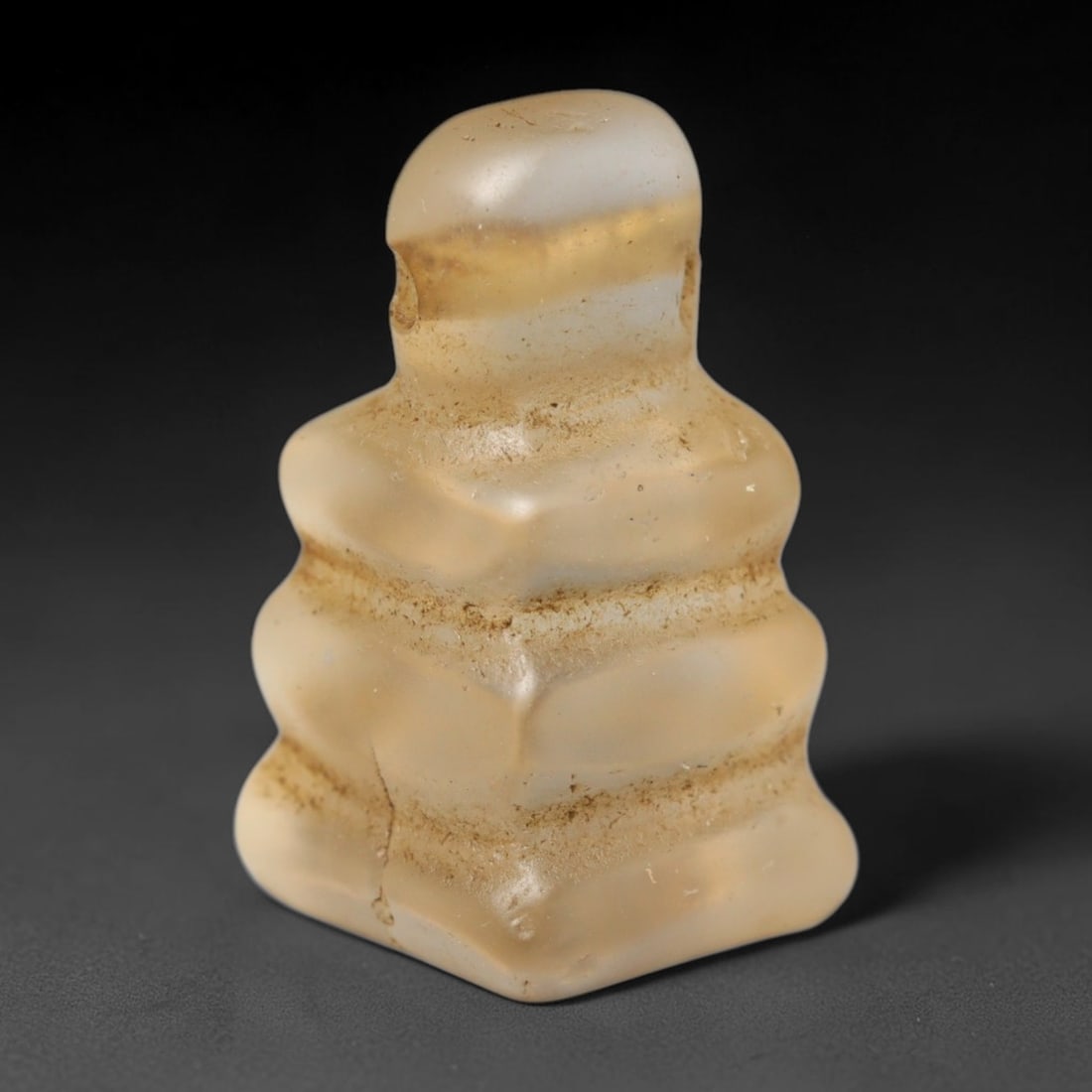 Ancient Medieval Coptic Christian Egyptian Culture Rock Crystal Amulet (300-1000 CE), 96FY: This antique rock crystal amulet originates from Coptic Christian Egyptian Culture, a region with a long-standing tradition of crafting translucent hardstone talismans for devotional and funerary use.