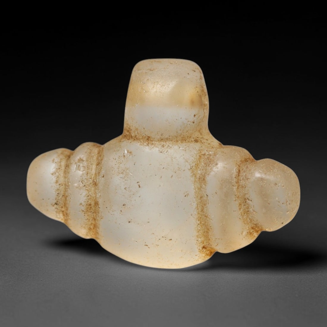 Ancient Medieval Coptic Christian Egyptian Culture Rock Crystal Amulet (300-1000 CE), 100FY: This antique rock crystal amulet originates from Coptic Christian Egyptian Culture, a region with a long-standing tradition of crafting translucent hardstone talismans for devotional and funerary use.