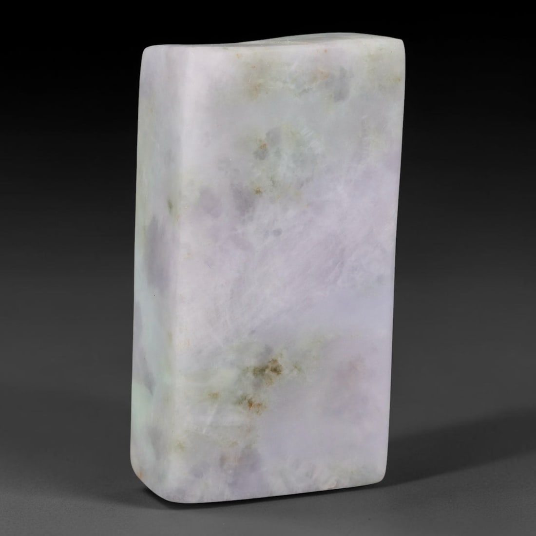 385ct Natural Type A Burmese Jadeite Jade Sliced Rough, 24FB: This specimen is a sliced rough block of natural Type A Burmese jadeite jade. The interior displays natural colour zoning with visible mineral veining and crystalline patterns typical of unprocessed j