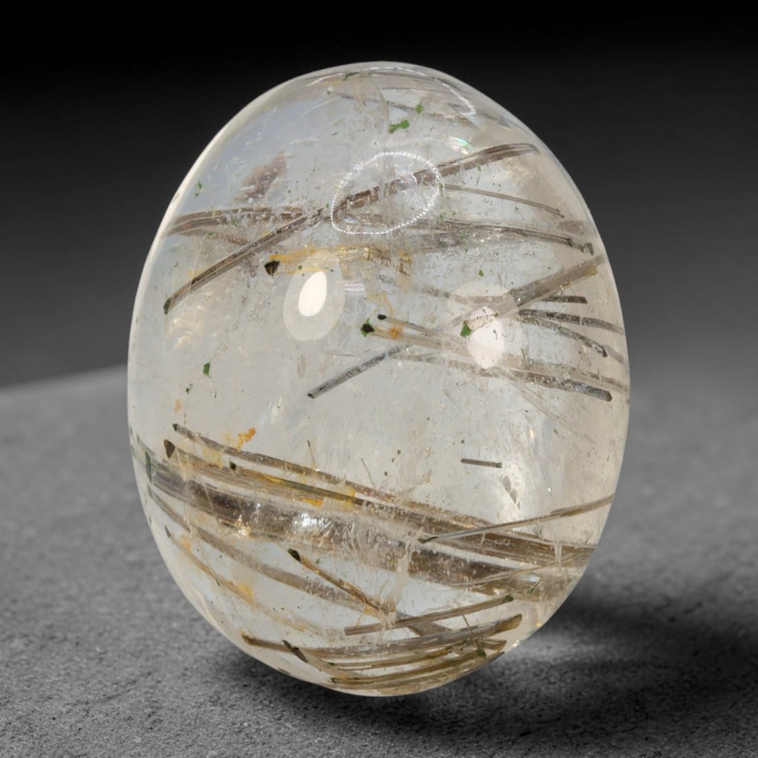 25ct Natural Brazilian Black Rutile Quartz Cabochon Loose Gemstone, 76BM (1 of 1)