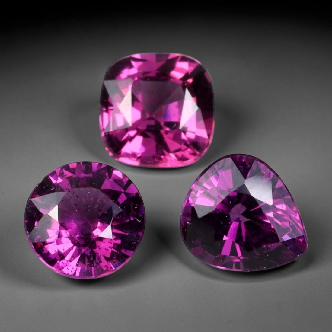 2.86ct Natural Tanzanian Rhodolite Garnet Loose Gemstone Parcel, 100BW: This parcel features natural rhodolite garnet sourced from Tanzania. The material carries attractive saturated purple-red tones within transparent crystal, finished with precise faceting that delivers