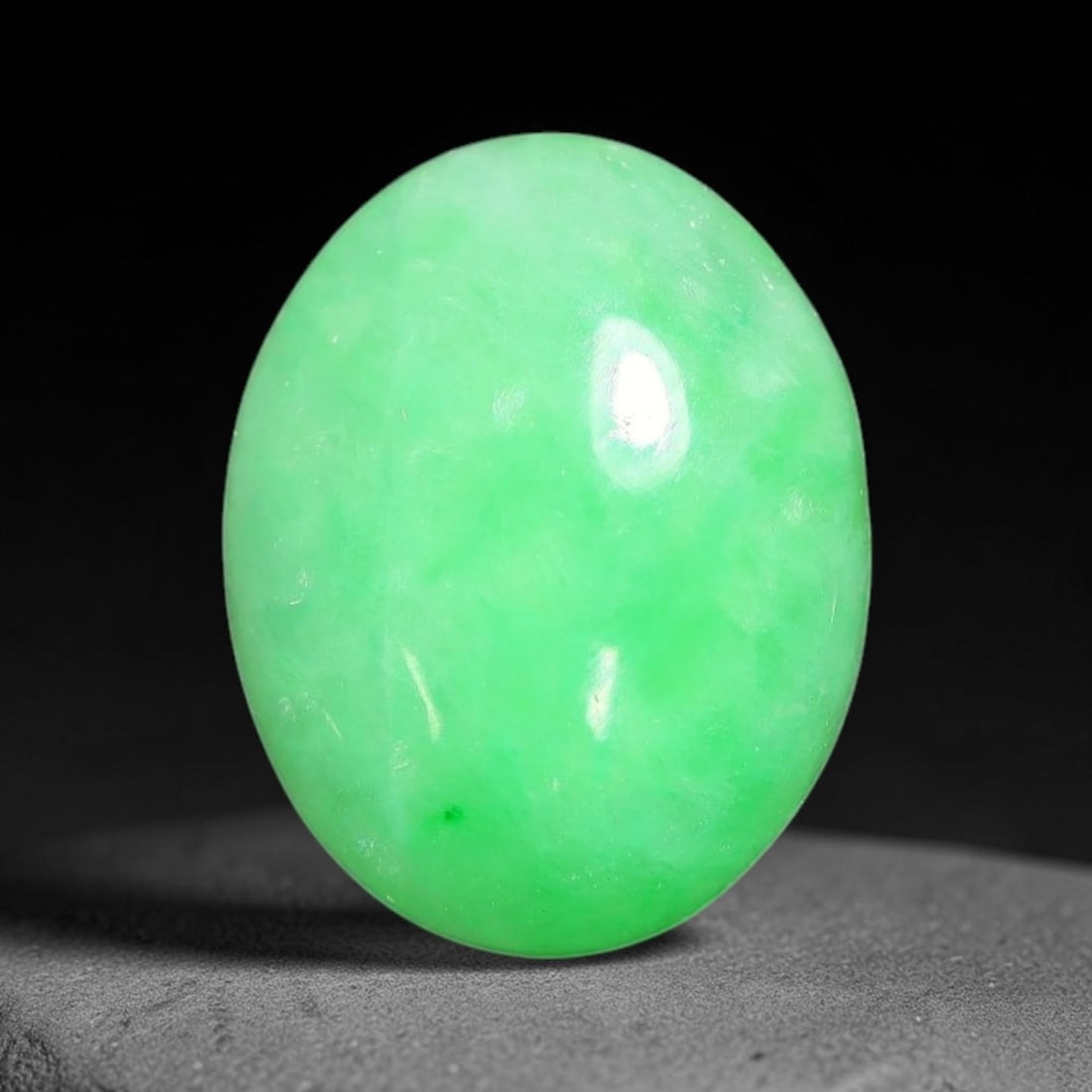 2.82ct Natural Burmese Type A Apple Green Jadeite Jade Cabochon Loose Gemstone, 70BT: This single loose natural Burmese Type A jadeite jade cabochon with exact dimensions of 10.6x8.5x3.7mm. It is completely untreated, free of artificial dye, bleaching, or resin filling, preserving the 