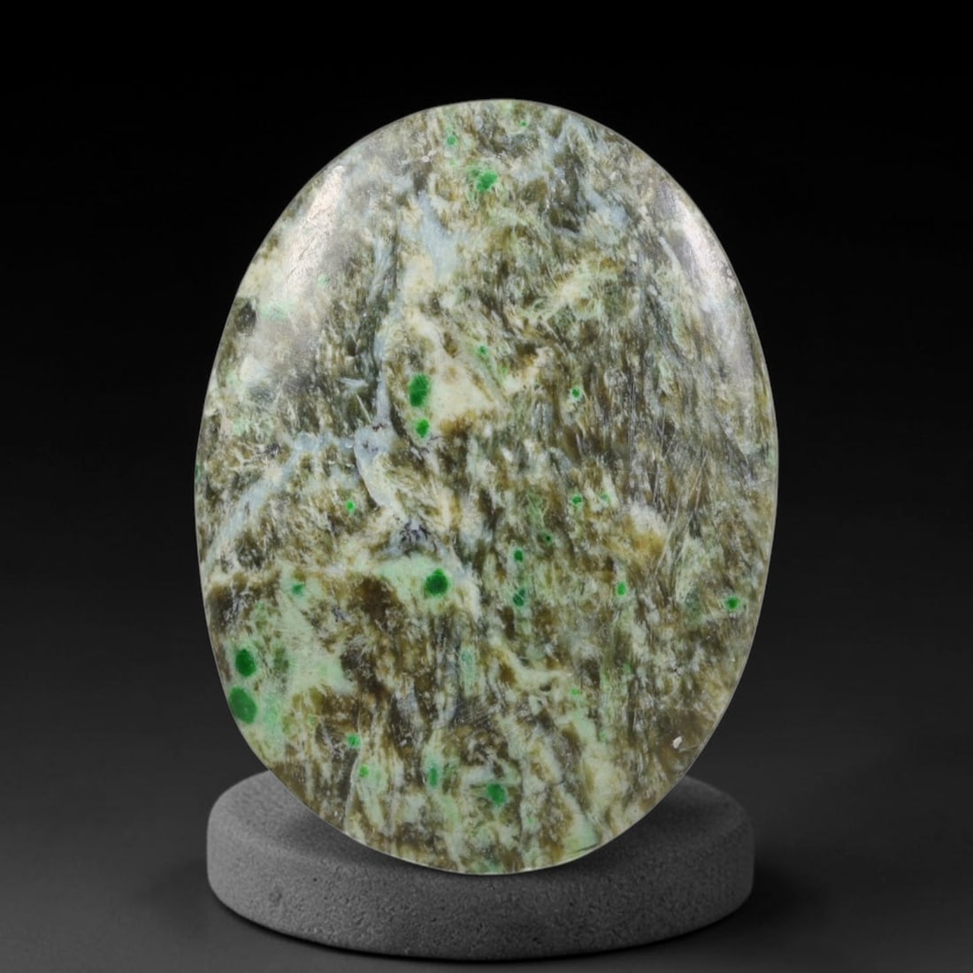 6.35ct Natural Burmese Type A Jadeite Jade Cabochon, 62AL: This single loose natural Burmese Type A jadeite jade cabochon, fully untreated with no dyeing, bleaching or resin impregnation, this genuine Type A jade retains its all-natural crystalline structure 
