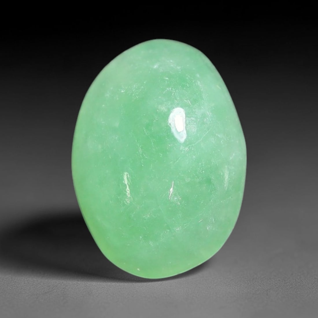 2.61ct Natural Burmese Type A Apple Green Jadeite Jade Cabochon Loose Gemstone, 72BQ: This single loose natural Burmese Type A apple green jadeite jade cabochon, completely untreated, free of artificial dye, bleaching, or resin filling, preserving the original natural mineral crystal s