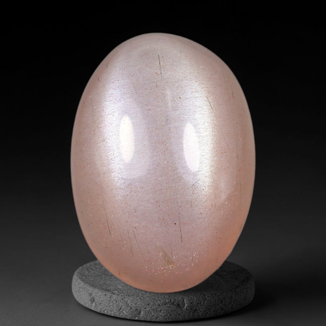 9.93 Carats Natural Ceylon Warm Peach Moonstone Loose Gemstone, 84FE: This natural Ceylon moonstone has dimension measurements of 18.2x12.8x5.8mm, showcasing a smooth warm peach base tone paired with subtle soft adularescent sheen that glides gently across the polished 