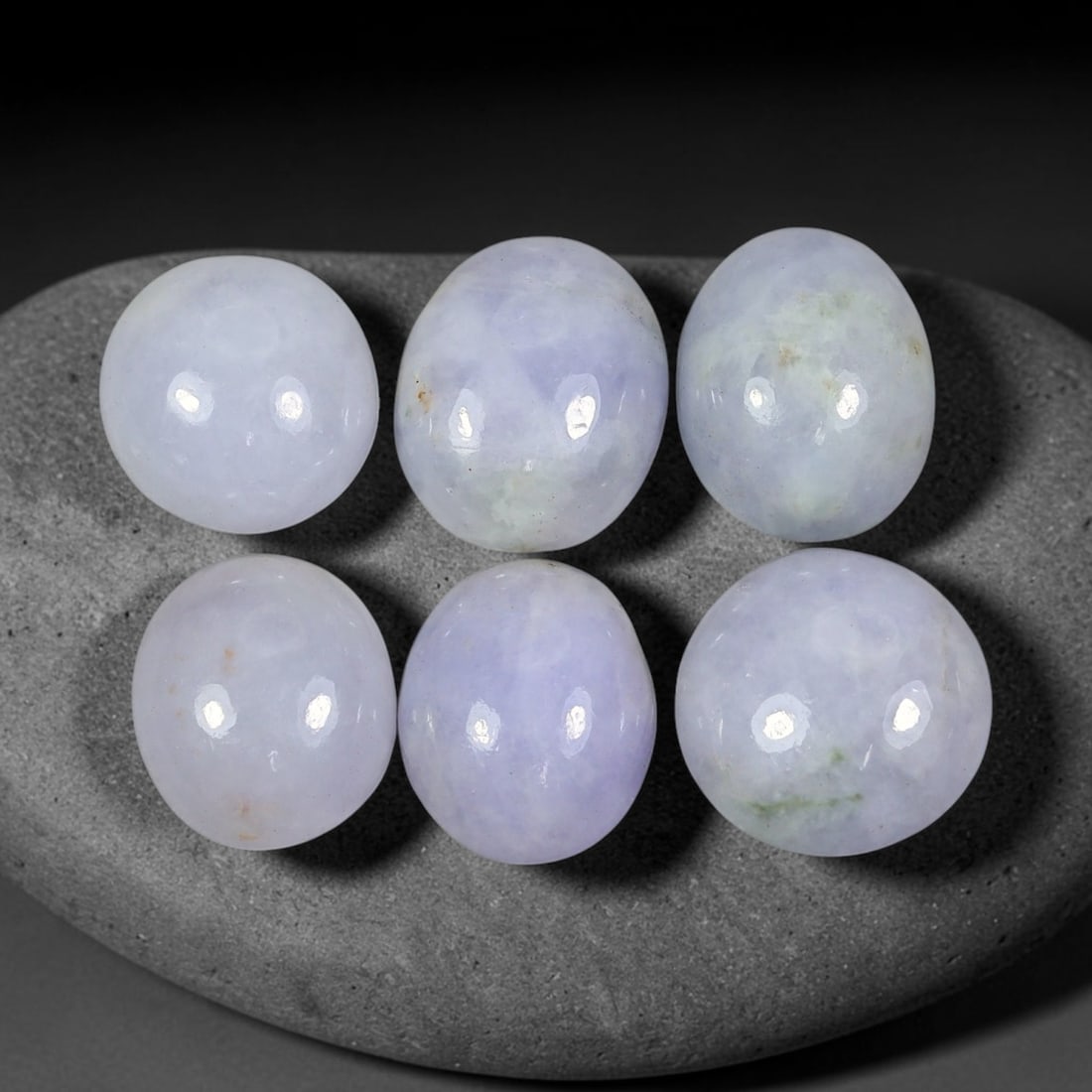 36.11ct Natural Burmese Type A Lavender Jadeite Jade Cabochon Loose Gemstone, 46FJ: This natural Burmese Type A jadeite jade cabochon lot displays soft lavender tone with well polished surfaces. Dimensions measure 12x10x5mm, sourced from Myanmar, these polished cabochons present grea