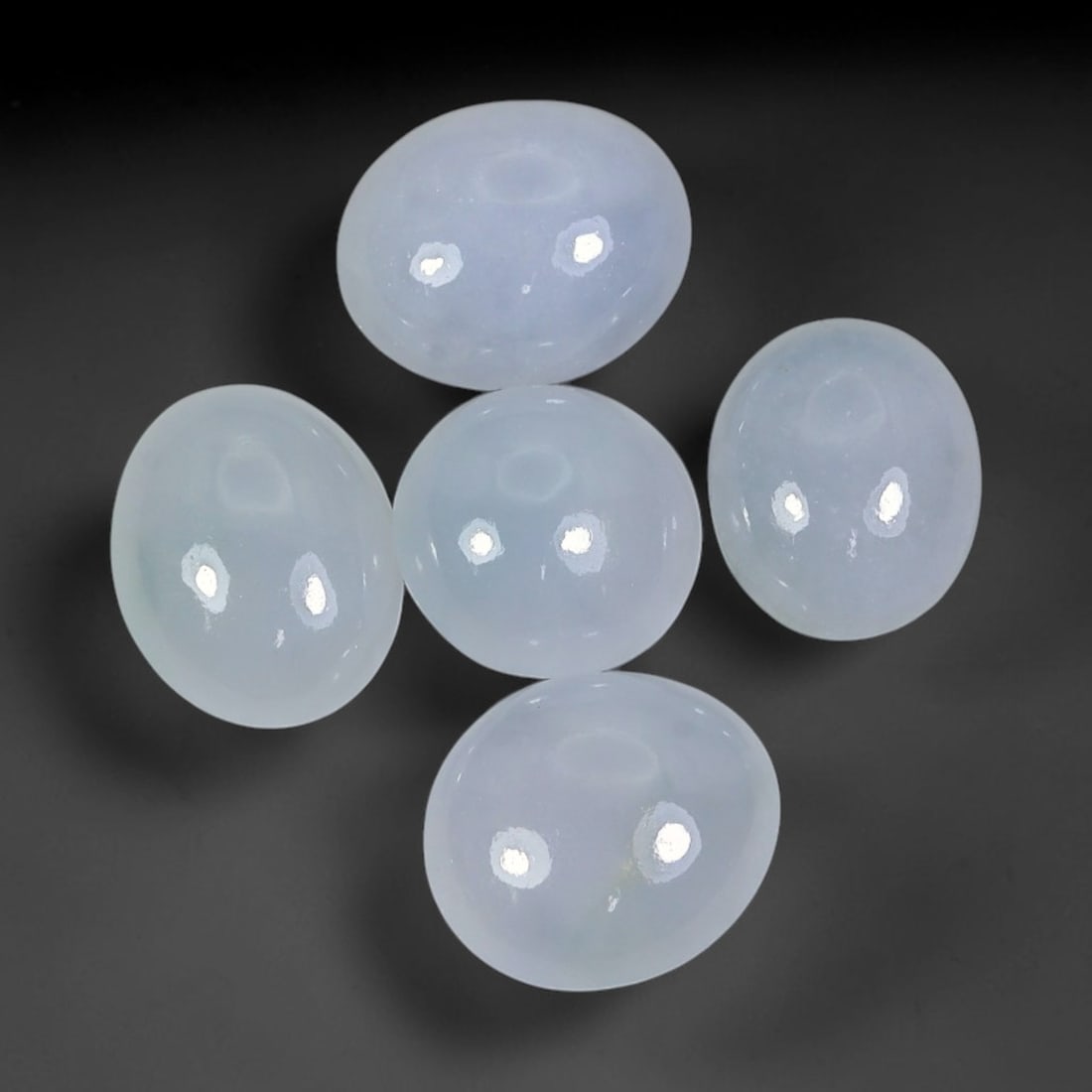 11.73ct Natural Burmese Type A Icy Grade Jadeite Jade Cabochon Loose Gemstone Lot, 42FJ: This natural Burmese Type A jadeite jade cabochon lot features attractive icy translucent body with smooth polished surfaces. Dimensions measure 9x8x4mm, sourced from Myanmar, these polished cabochons