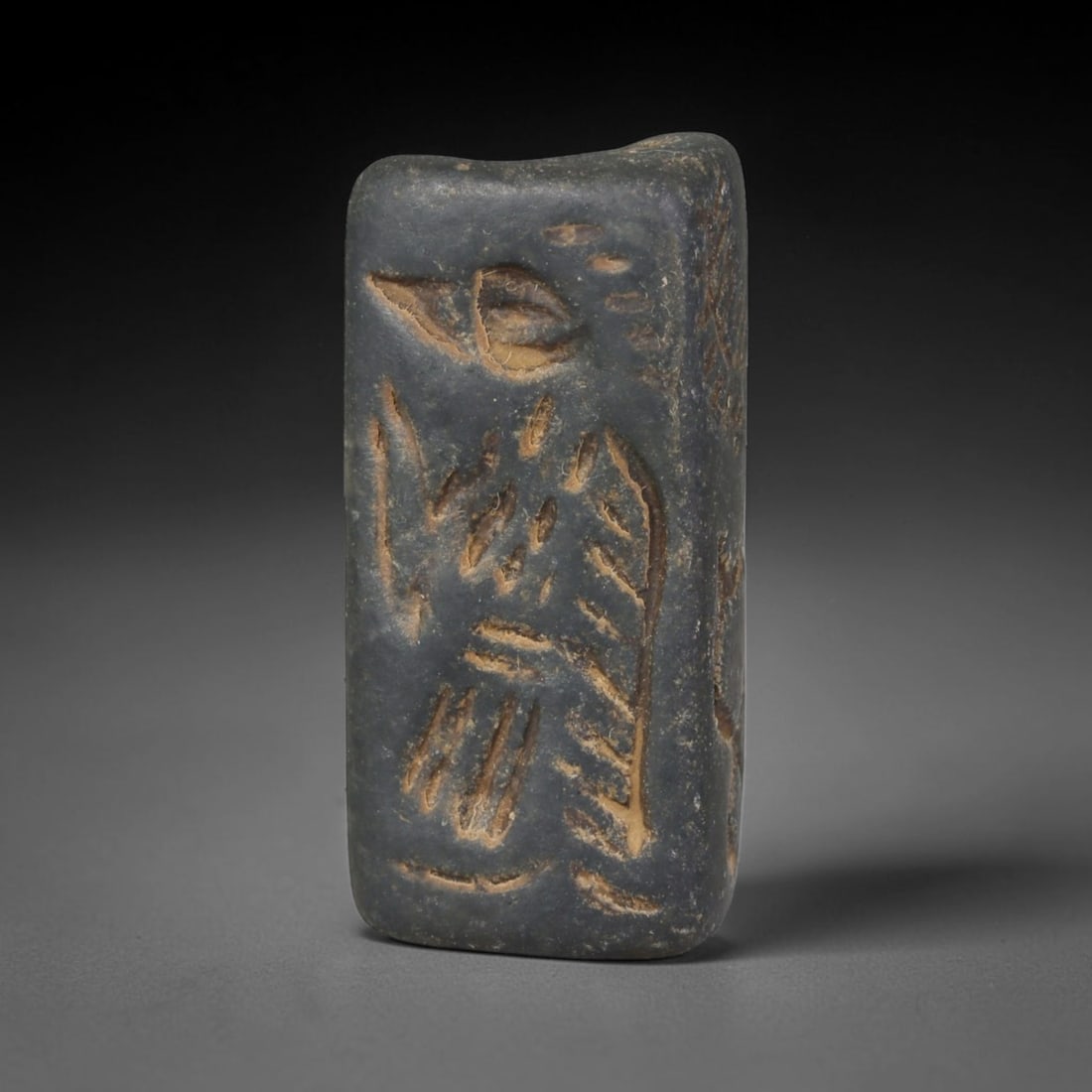 Ancient Sumerian Civilization Stone Rectangular Stamp Seal (4500-2000 BCE), 56EF: This antique stone rectangular stamp seal originates from Sumerian Civilization of Southern Mesopotamia, widely utilised to mark property, official documents and function as personal protective talism
