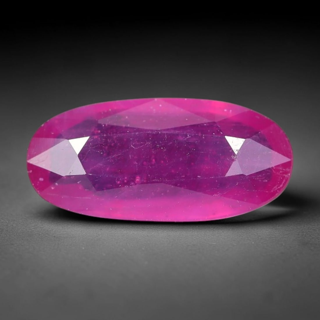 2.80 Carats Natural Madagascar Vivid Fuchsia Red Heated Ruby Loose Gemstone, 57FM: This vivid fuchsia red Madagascar ruby displays rich saturated red tone with subtle natural internal mineral traces that showcase genuine earth-grown character, measured at 13.2x6.1x3.2mm, the intense