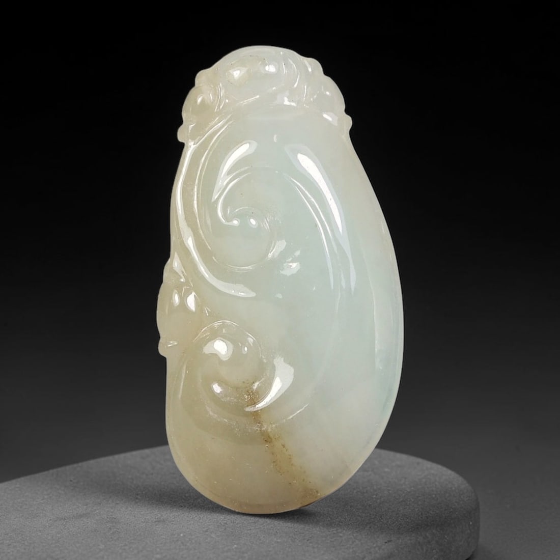 Natural Burmese Type A Jadeite Jade Hand Carved Pendant, 94BS: Artisan hand-carved untreated Burmese Type A jadeite jade pendant measuring 26x14 mm. Carefully sculpted with detailed relief craftsmanship and finished with a smooth glossy polish. Authentic Type A j