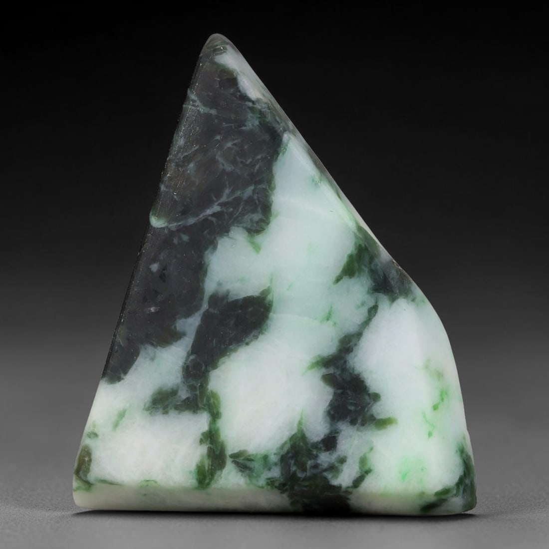 261ct Natural Type A Burmese Jadeite Jade Sliced Rough, 68FB: This specimen is a sliced rough block of natural Type A Burmese jadeite jade. The interior displays natural colour zoning with visible mineral veining and crystalline patterns typical of unprocessed j