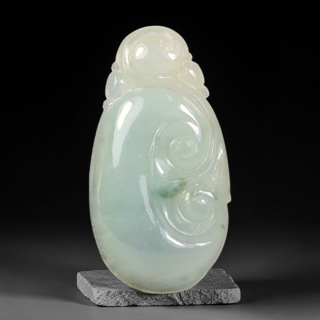 Natural Burmese Type A Jadeite Jade Hand Carved Pendant, 80BS: Artisan hand-carved untreated Burmese Type A jadeite jade pendant measuring 24x13 mm. Carefully sculpted with detailed relief craftsmanship and finished with a smooth glossy polish. Authentic Type A j