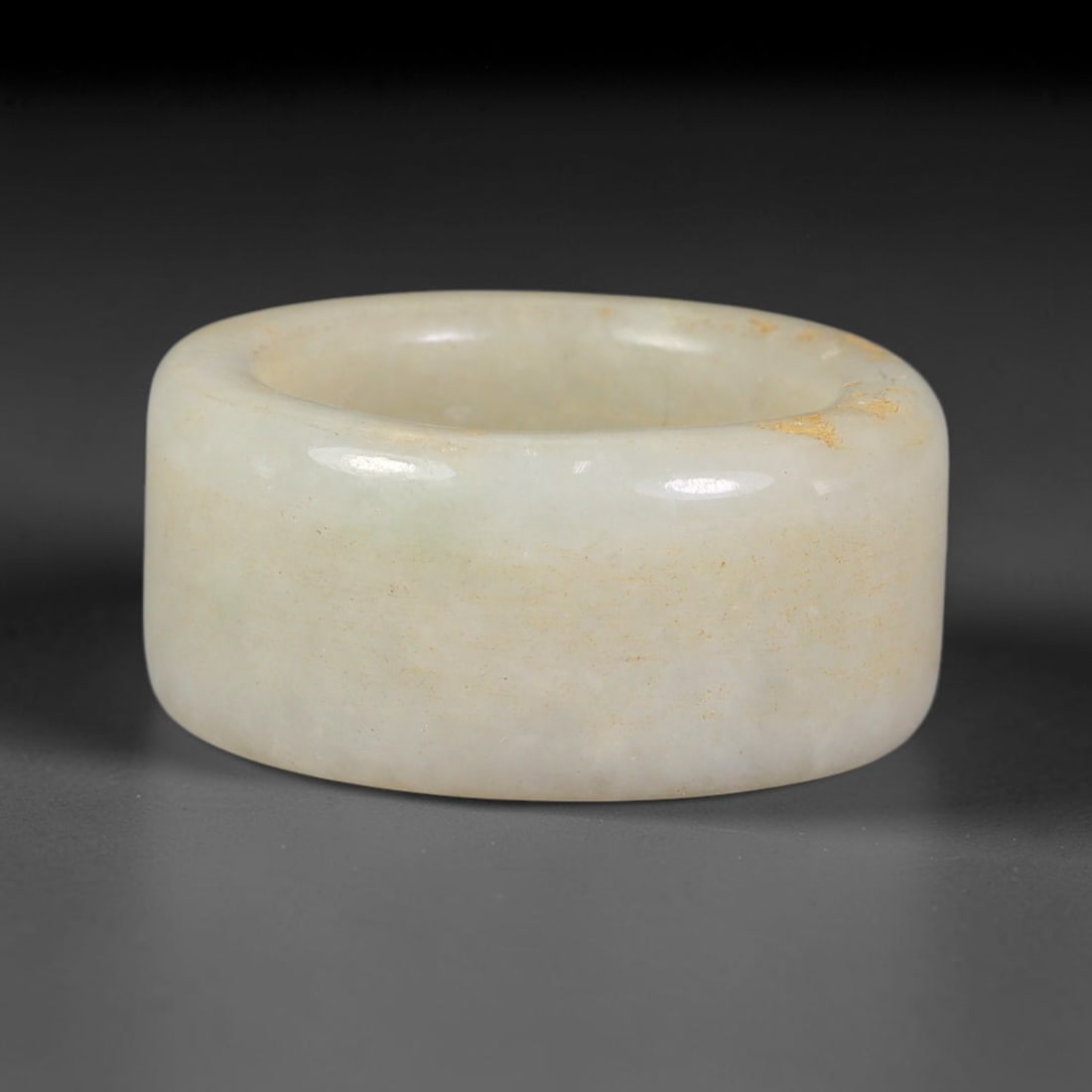 Natural Burmese Type A Jadeite Jade Wide Band Ring, 93BG: Solid untreated Burmese Type A jadeite jade cylindrical wide band ring, US ring size 9.5 with a broad 20mm band width. Straight-sided classic band design with smoothly polished inner and outer surface