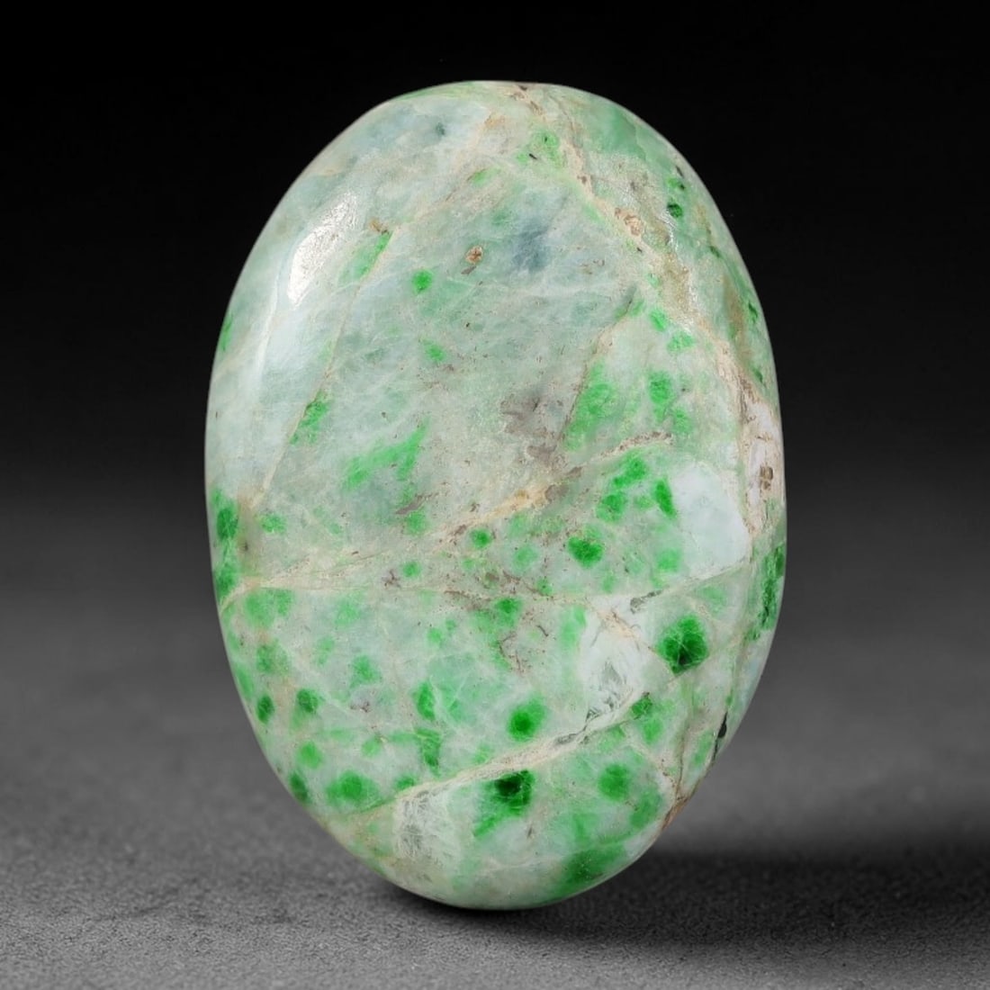 17.56ct Natural Burmese Type A Spotted Green Jadeite Jade Cabochon, 41FA (1 of 2)