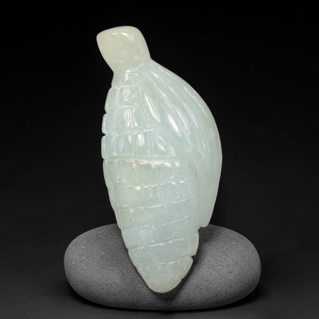 Natural Burmese Type A Jadeite Jade Hand Carved Pendant, 25BS: Artisan hand-carved untreated Burmese Type A jadeite jade pendant measuring 30x13 mm. Carefully sculpted with detailed relief craftsmanship and finished with a smooth glossy polish. Authentic Type A j