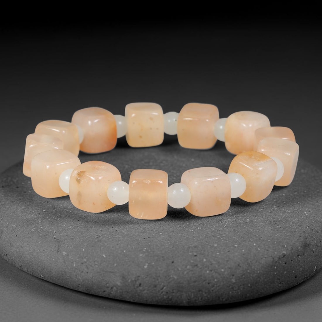 Natural Burmese Type A Jadeite Jade Beaded Bracelet 17mm Beads, 49BK: Hand-strung bracelet crafted from polished untreated Burmese Type A jadeite jade beads. Every bead features smooth refined polishing with clean centered drill holes for sturdy flexible stringing. Auth