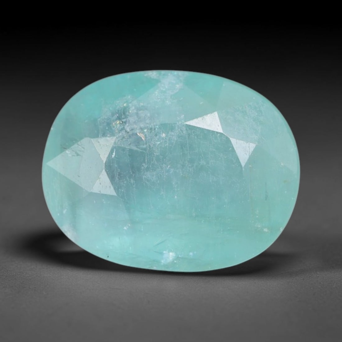 3.26ct Natural Madagascan Faceted Grandidierite Rare Loose Gemstone, 48BF: This expertly faceted finished grandidierite holds soft translucent body tone with fine faint natural internal veining visible beneath precisely cut reflective facets within its 11.2x8.8x4.8mm calibra