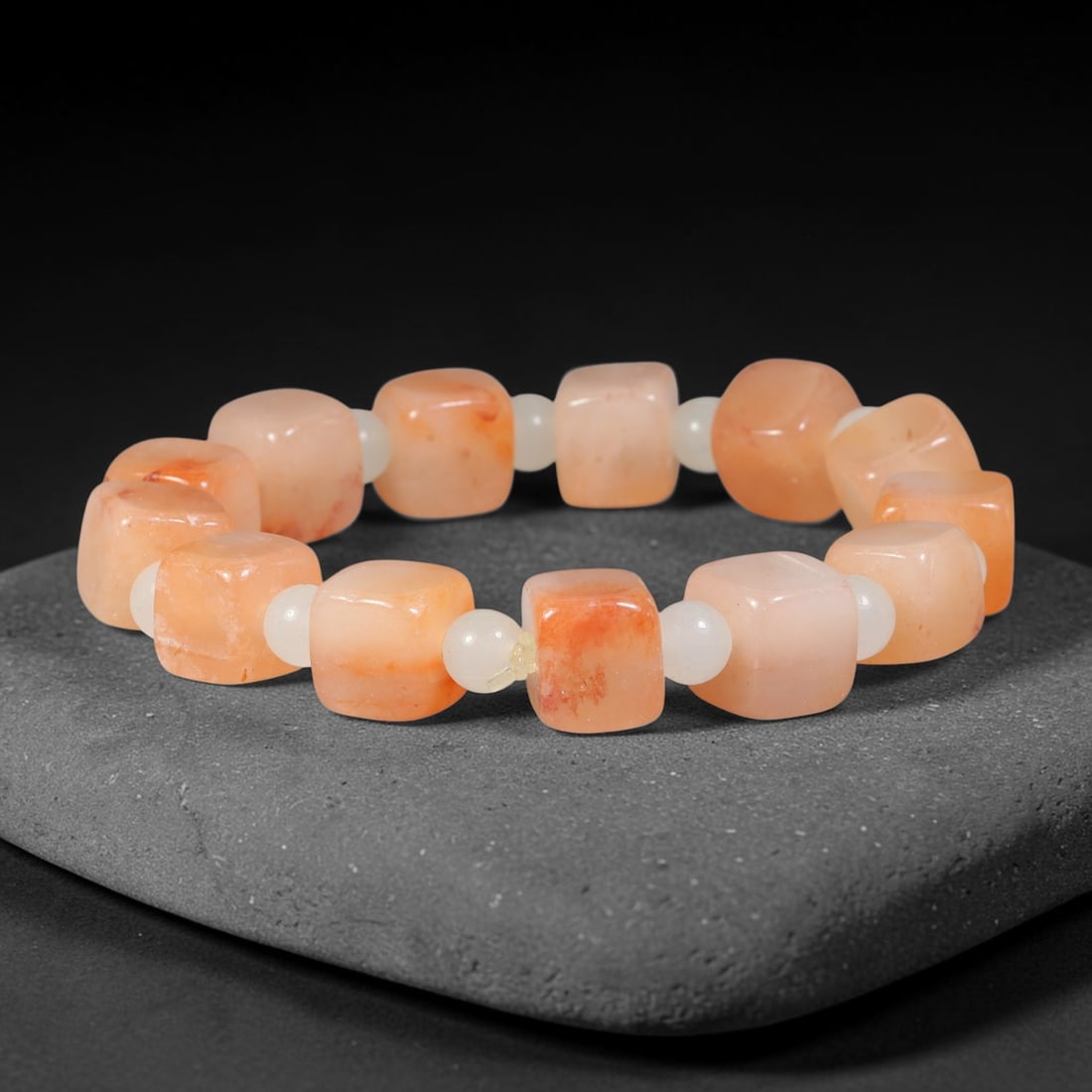 Natural Burmese Type A Jadeite Jade Beaded Bracelet 17mm Beads, 47BK: Hand-strung bracelet crafted from polished untreated Burmese Type A jadeite jade beads. Every bead features smooth refined polishing with clean centered drill holes for sturdy flexible stringing. Auth