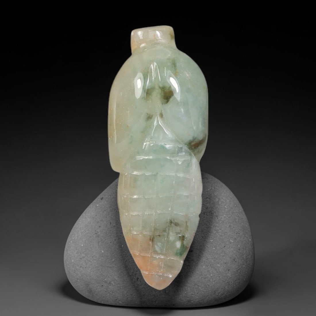 Natural Burmese Type A Jadeite Jade Hand Carved Pendant, 61BS: Artisan hand-carved untreated Burmese Type A jadeite jade pendant measuring 24x9 mm. Carefully sculpted with detailed relief craftsmanship and finished with a smooth glossy polish. Authentic Type A ja