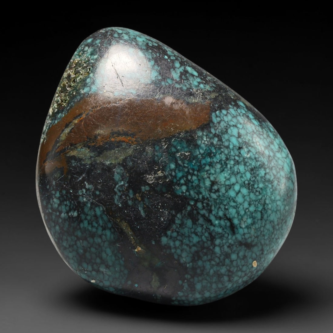 50ct Vintage Tibetan Natural Turquoise Freeform Cabochon Loose Gemstone, 78BW: Polished vintage Tibetan turquoise freeform cabochon loose gemstone, measuring 31x27 mm. Features characteristic natural matrix webbing and earthy mineral markings inherent to authentic Tibetan turquo