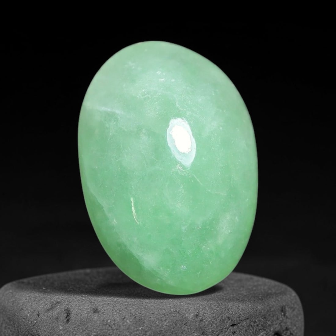 3.00ct Natural Burmese Type A Apple Green Jadeite Jade Cabochon Loose Gemstone, 75BQ: This single loose natural Burmese Type A apple green jadeite jade cabochon, completely untreated, free of artificial dye, bleaching, or resin filling, preserving the original natural mineral crystal s