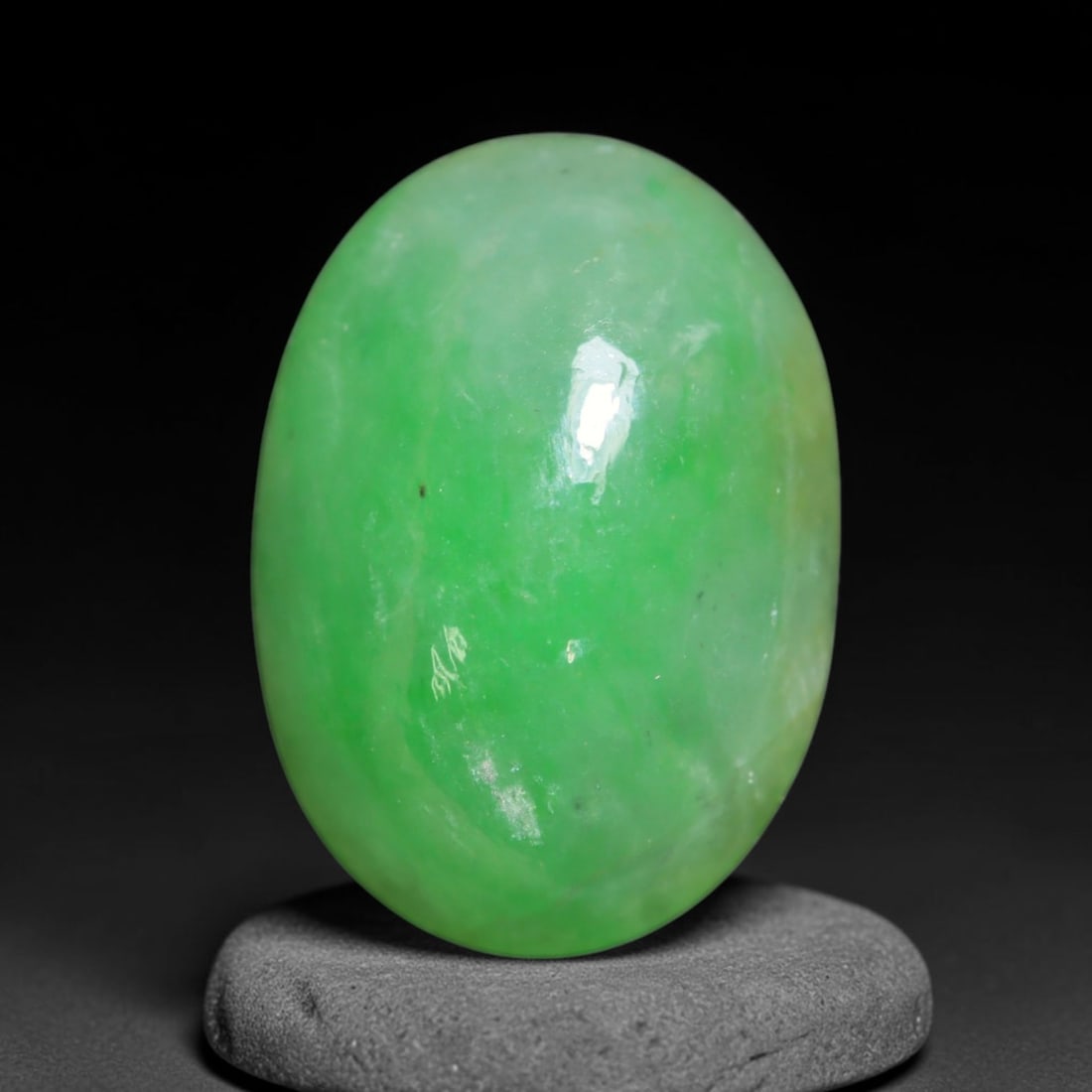 3.68ct Natural Burmese Type A Jadeite Jade Cabochon Loose Gemstone, 59BT: This smoothly polished cabochon is genuine Type A Burmese jadeite jade. It displays soft, even green saturation with gentle natural tonal variation across the polished surface, featuring a fine compac