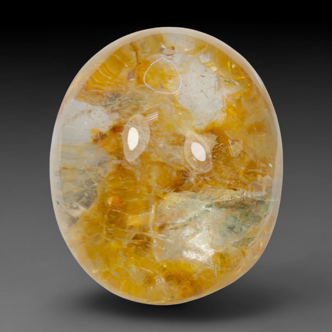 27ct Natural Brazilian Phantom Quartz Oval Cabochon Loose Gemstone, 23BM: This smoothly polished cabochon of natural phantom quartz preserves delicate layered phantom crystal formations enclosed inside transparent quartz host. The domed polished surface offers unobstructed 