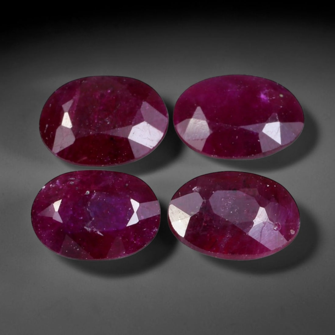 3.59ct Natural Burmese Ruby 4 Piece Oval Faceted Matching Set Loose Gemstones, 98BV (1 of 1)