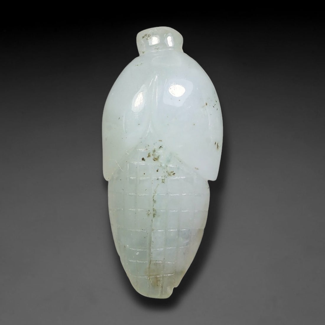 Natural Burmese Type A Jadeite Jade Hand Carved Pendant, 75BS: Artisan hand-carved untreated Burmese Type A jadeite jade pendant measuring 25x12 mm. Carefully sculpted with detailed relief craftsmanship and finished with a smooth glossy polish. Authentic Type A j