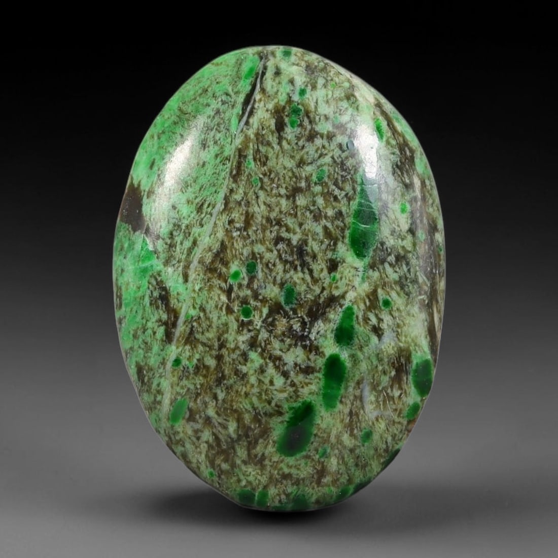 12.43ct Natural Burmese Type A Jadeite Jade Cabochon, 33FB: This single loose natural Burmese Type A jadeite jade cabochon, fully untreated with no dyeing, bleaching or resin impregnation, this genuine Type A jade retains its all-natural crystalline structure 
