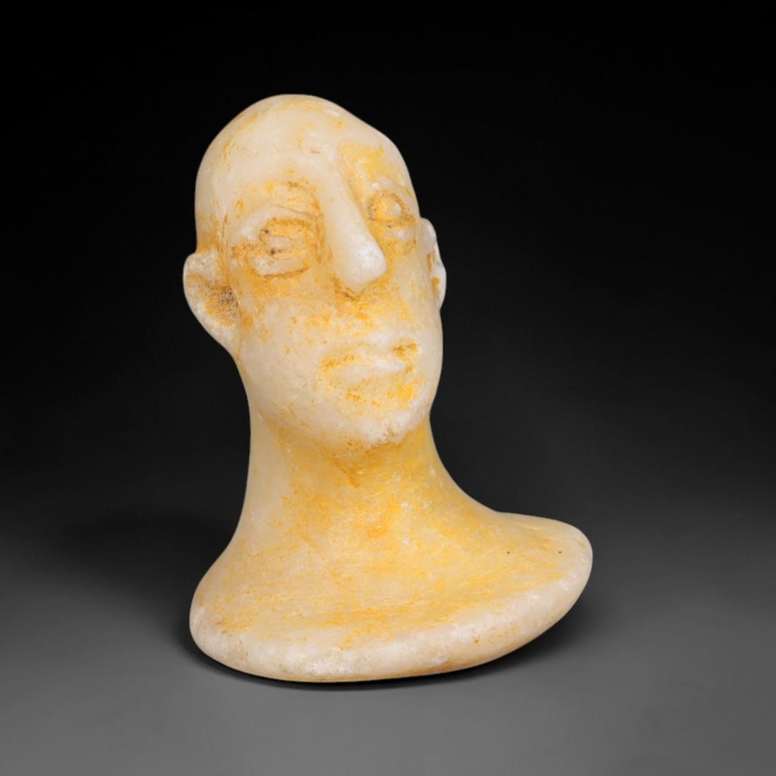 Ancient Bactrian Marble Idol Head (250 BCE-200 CE), 5EF (1 of 1)