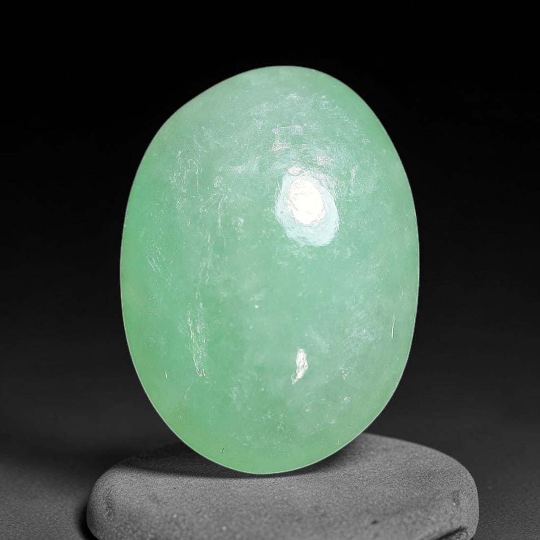 3.85ct Natural Burmese Type A Apple Green Jadeite Jade Cabochon Loose Gemstone, 81BQ: This single loose natural Burmese Type A apple green jadeite jade cabochon, completely untreated, free of artificial dye, bleaching, or resin filling, preserving the original natural mineral crystal s