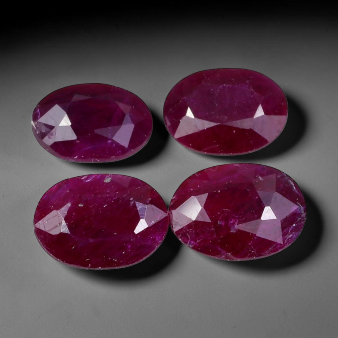 3.09ct Natural Burmese Ruby 4 Piece Oval Faceted Matching Set Loose Gemstones, 95BV (1 of 1)