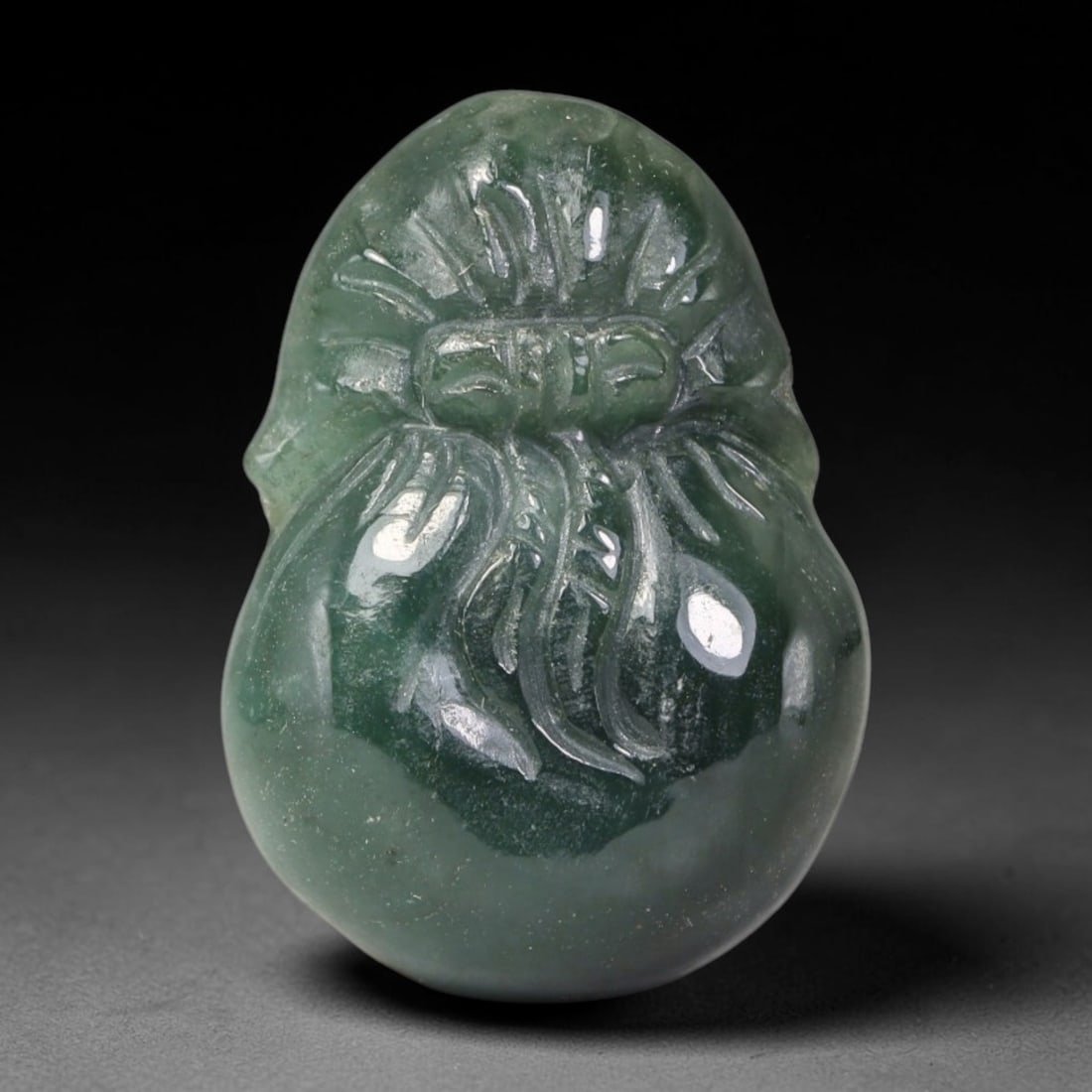 Natural Burmese Type A Jadeite Jade Hand Carved Pendant, 82BL: Artisan hand-carved untreated Burmese Type A jadeite jade pendant measuring 27x20 mm. Carefully sculpted with detailed relief craftsmanship and finished with a smooth glossy polish. Authentic Type A j
