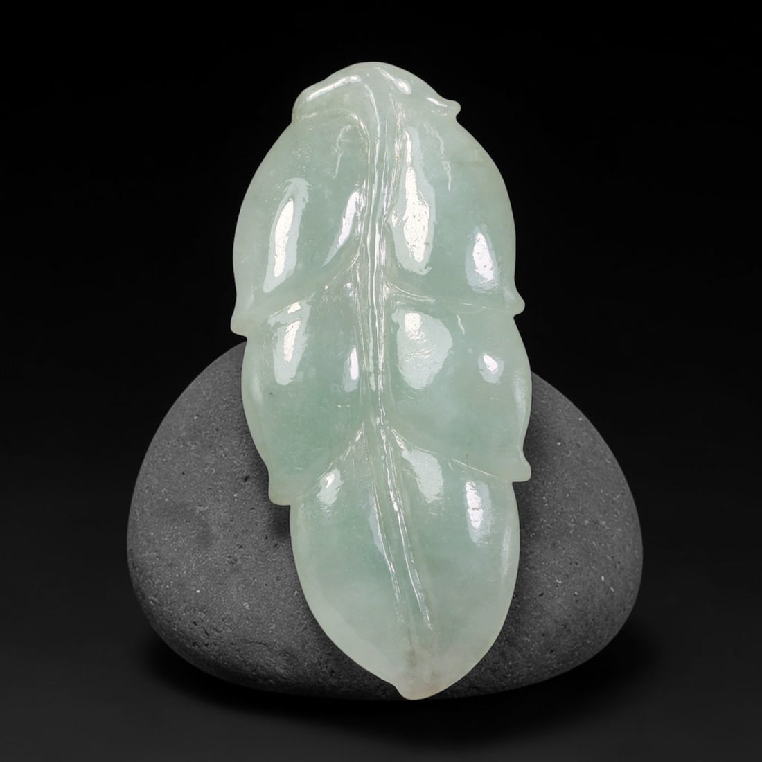 Natural Burmese Type A Jadeite Jade Hand Carved Pendant, 45BP: Artisan hand-carved untreated Burmese Type A jadeite jade pendant measuring 49x23 mm. Carefully sculpted with detailed relief craftsmanship and finished with a smooth glossy polish. Authentic Type A j