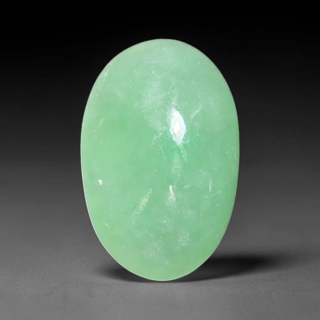 3.14ct Natural Burmese Type A Apple Green Jadeite Jade Cabochon Loose Gemstone, 66BQ: This single loose natural Burmese Type A apple green jadeite jade cabochon, completely untreated, free of artificial dye, bleaching, or resin filling, preserving the original natural mineral crystal s