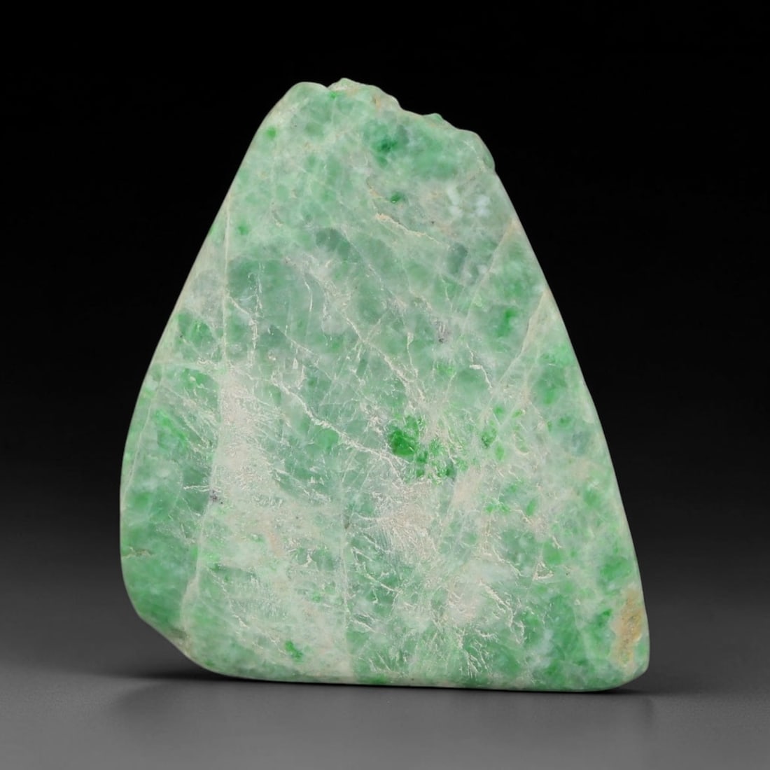 139ct Natural Type A Burmese Jadeite Jade Sliced Rough, 38FD: This specimen is a sliced rough block of natural Type A Burmese jadeite jade. The interior displays natural colour zoning with visible mineral veining and crystalline patterns typical of unprocessed j