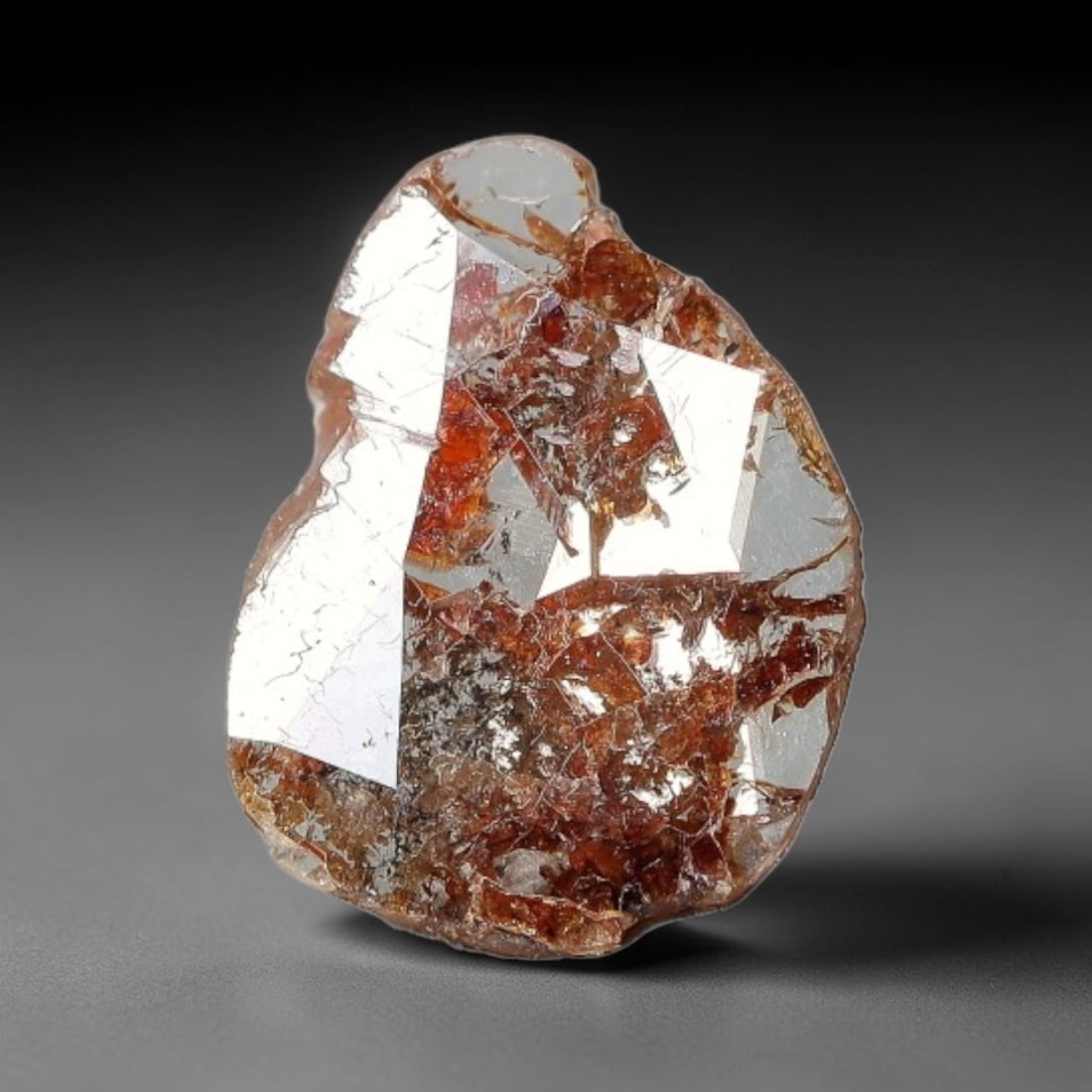 0.27ct Natural Fancy Diamond Slice, Hand Rose Cut with Pictorial Inclusions Loose Gemstone, 33BG: This unique natural diamond slice features a delicate hand-executed rose cut surface, showcasing captivating pictorial mineral inclusions trapped within the diamond matrix. Measuring 7.4x5.5x0.6mm, th