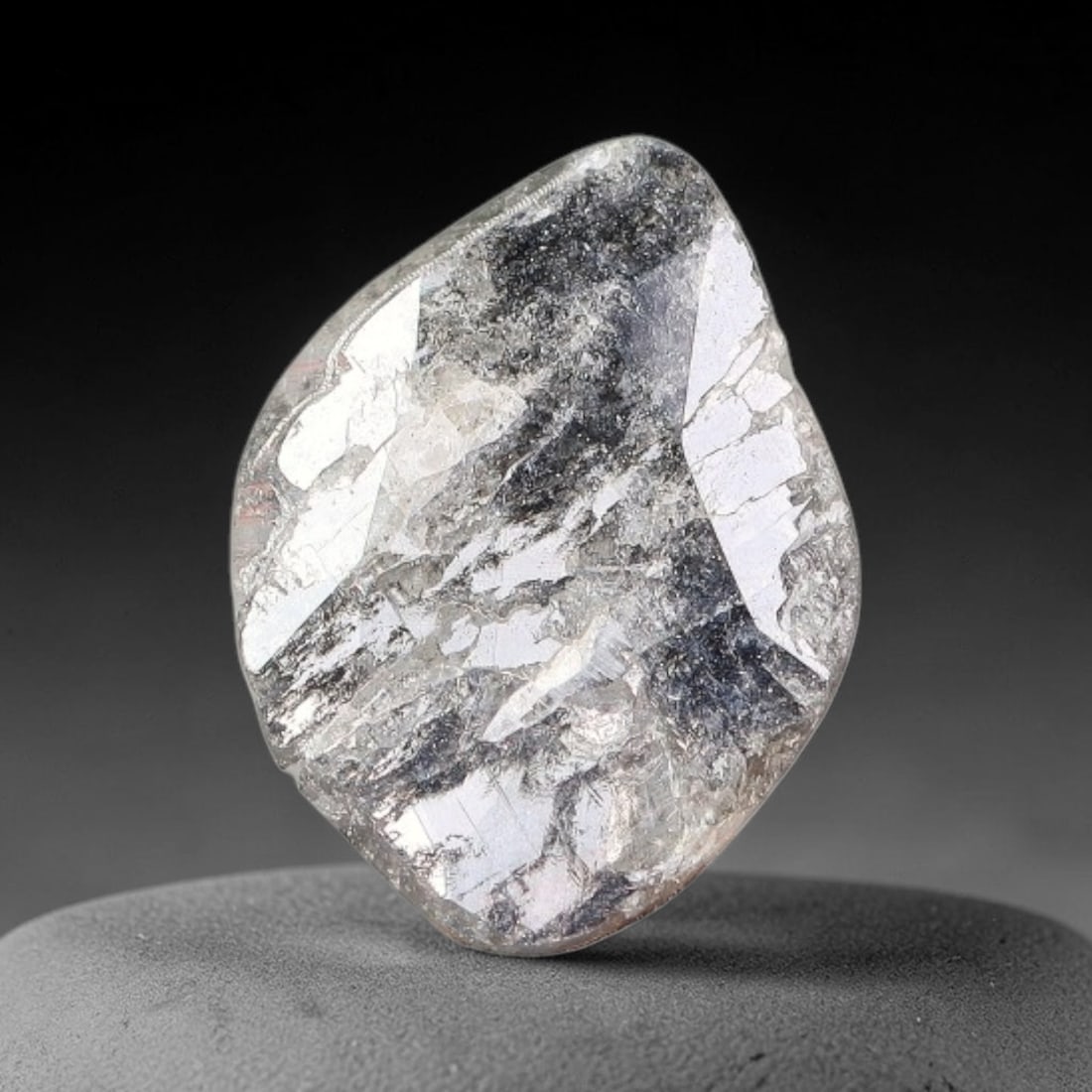 0.27ct Natural Fancy Diamond Slice, Hand Rose Cut with Pictorial Inclusions Loose Gemstone, 38BG: This unique natural diamond slice features a delicate hand-executed rose cut surface, showcasing captivating pictorial mineral inclusions trapped within the diamond matrix. Measuring 7.4x5.7x0.6mm, th
