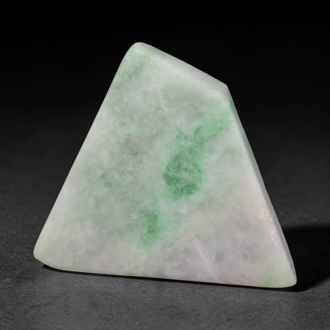 275ct Natural Type A Burmese Jadeite Jade Sliced Rough, 66FD: This specimen is a sliced rough block of natural Type A Burmese jadeite jade. The interior displays natural colour zoning with visible mineral veining and crystalline patterns typical of unprocessed j
