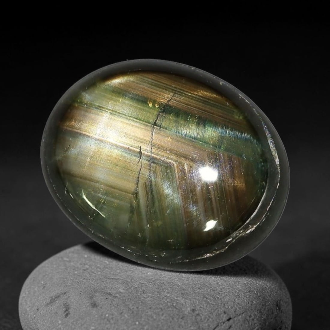 3.37ct Natural Siamese 6-Ray Black Star Sapphire Loose Gemstone, 59BX: This polished star sapphire originates from classic Siamese mining deposits, featuring a deep dark crystalline base with fine native mineral traces trapped within its structure, sized at calibrated 9x