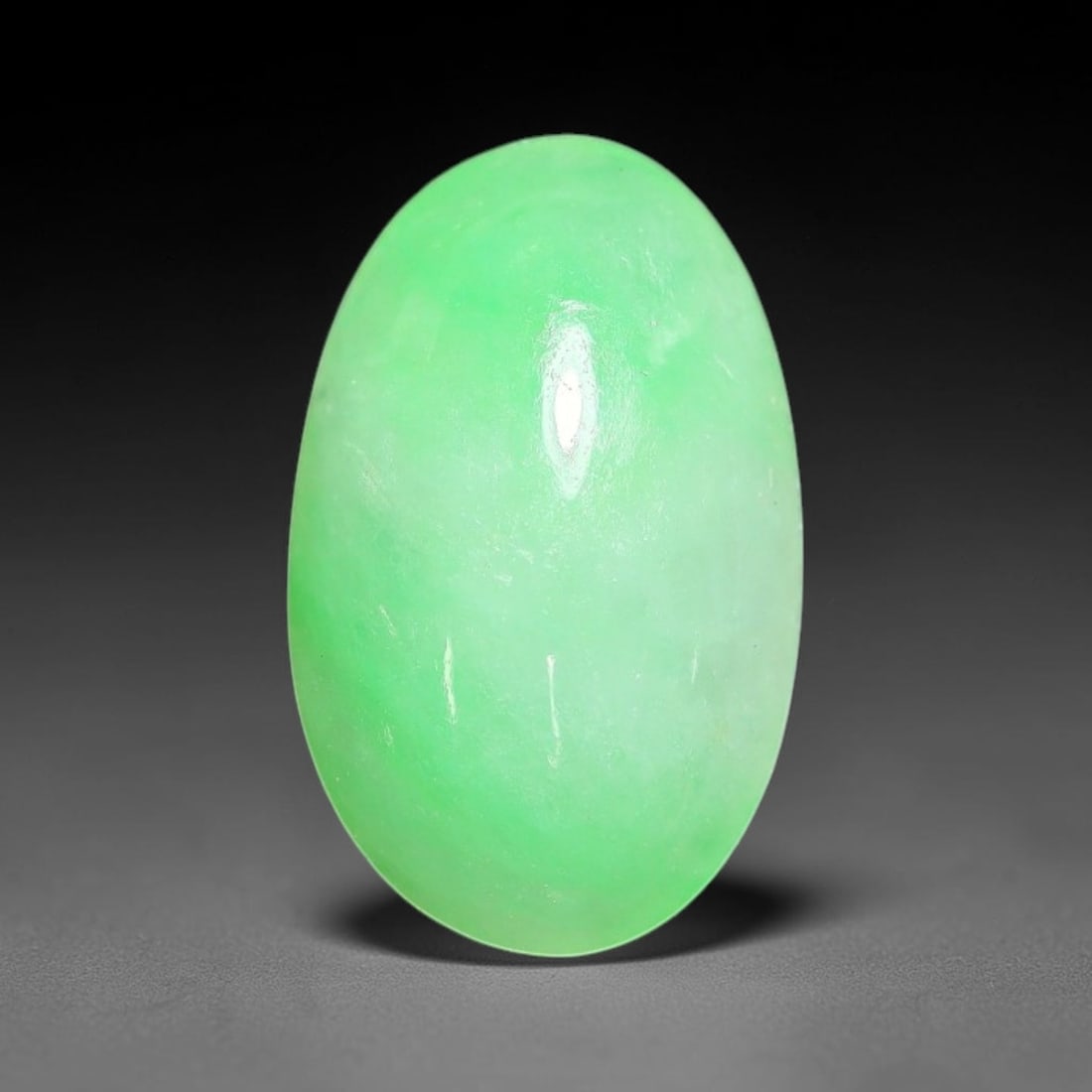 2.30ct Natural Burmese Type A Apple Green Jadeite Jade Cabochon Loose Gemstone, 63BT: This single loose natural Burmese Type A jadeite jade cabochon with exact dimensions of 12.2x7x3.4mm. It is completely untreated, free of artificial dye, bleaching, or resin filling, preserving the or