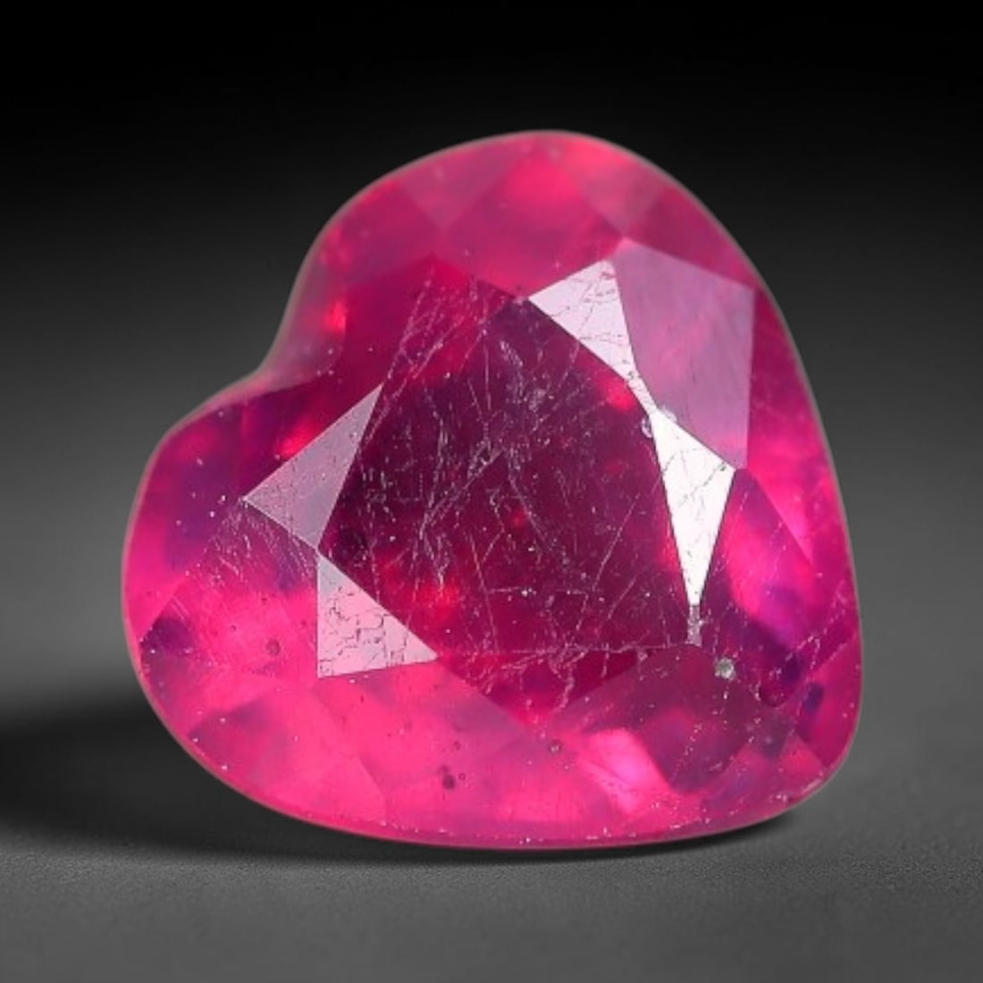 1.69 Carats Natural Madagascar Vivid Fuchsia Red Heated Ruby Loose Gemstone, 33FM: This vivid fuchsia red Madagascar ruby displays rich saturated red tone with subtle natural internal mineral traces that showcase genuine earth-grown character, measured at 6.8x4.1mm, the intense warm