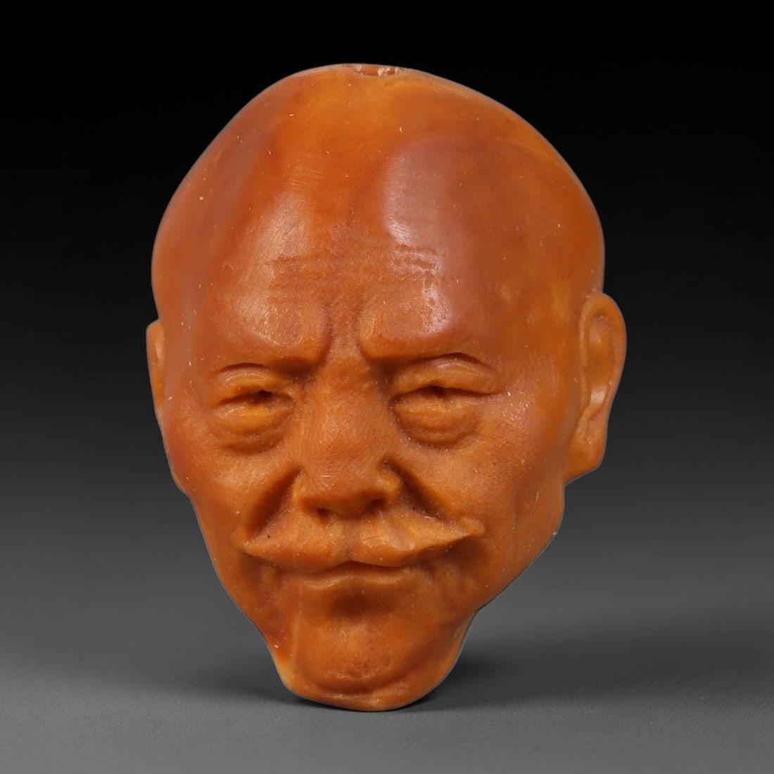 A Chinese Carved Natural Olive Nut Drilled Art Bead, 46BZ: Traditional craft bead carved from solid natural olive nut core, representing a classic miniature Chinese micro-carving folk art piece with a pre-drilled suspension bore integrated for easy threading 
