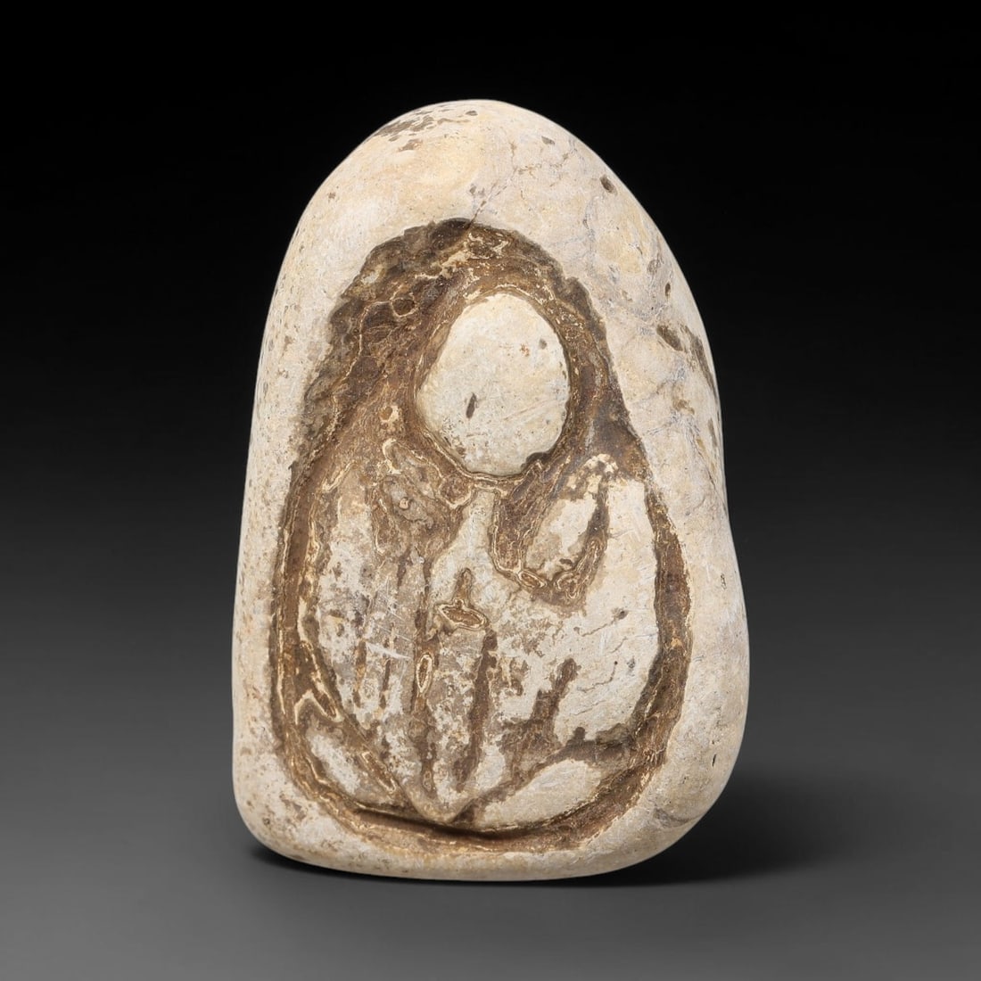 Antique Japanese Edo Period Stone Amulet (16031868 CE), 94EJ: This antique stone amulet originates from Japanese Edo Period cultural tradition, created as a devotional wearable object for personal spiritual purpose. The stone shows natural textural variation, ag