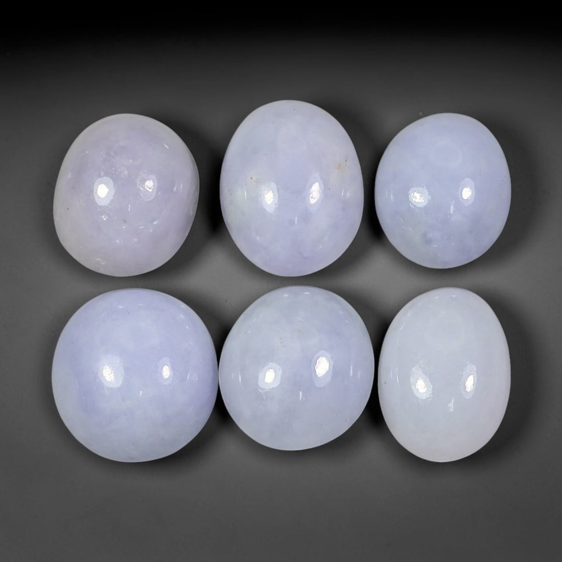 43.71ct Natural Burmese Type A Lavender Jadeite Jade Cabochon Loose Gemstone, 52FJ: This natural Burmese Type A jadeite jade cabochon lot displays soft lavender tone with well polished surfaces. Dimensions measure 13x10x6mm, sourced from Myanmar, these polished cabochons present grea